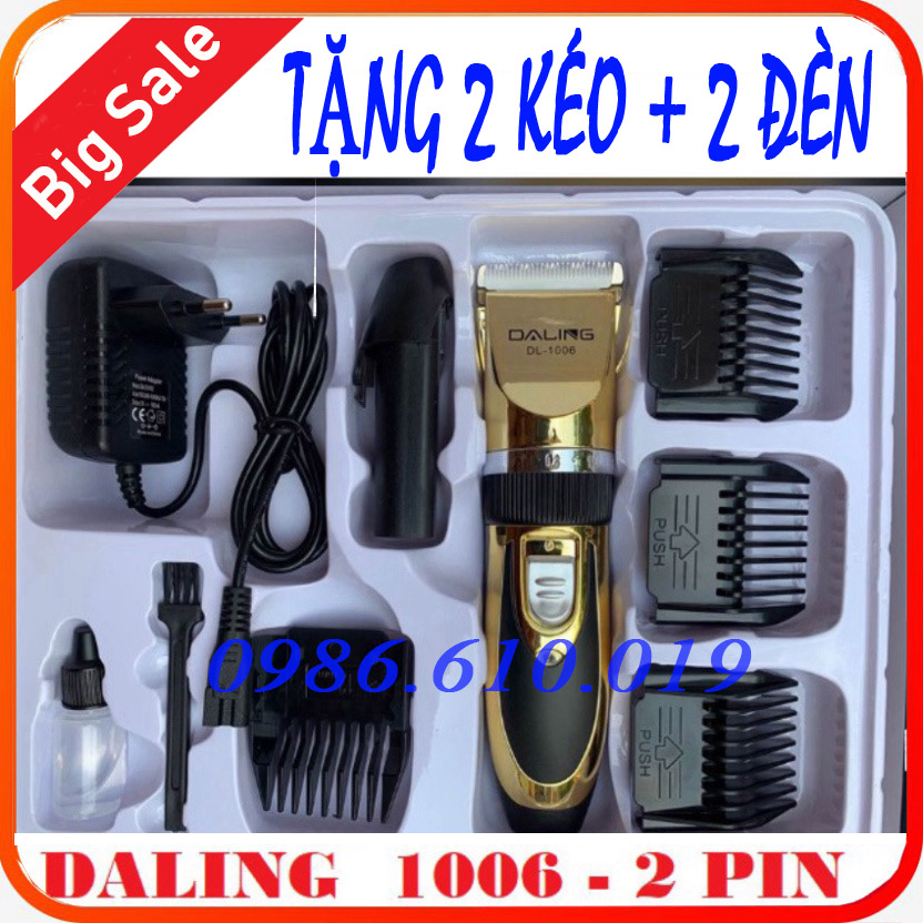Tông đơ cắt tóc chuyên nghiệp daling ,dl-1006 ,công suất 12w, pin 1000ma ,lưỡi cắt gốm - titan cao cấp,