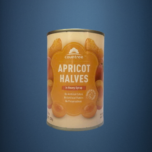 COUNTREE - Lon APRICOT 425gr - MƠ NGÂM NƯỚC ĐƯỜNG Apricot Halves in Heavy Syrup