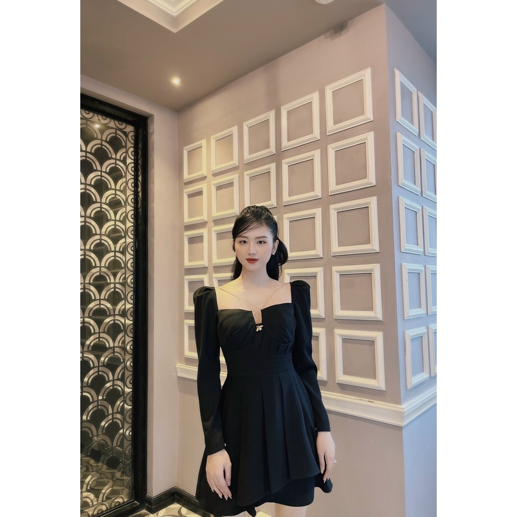 Váy cúp ngực dài tay cao cấp màu đen