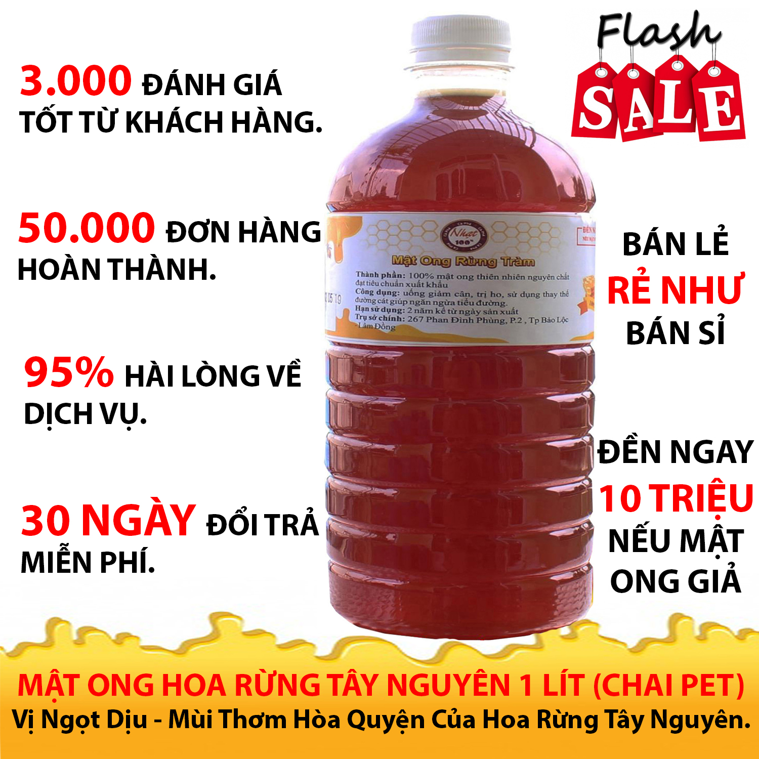 Mật ong nguyên chất rừng tràm 1 Lít -Giá Gốc tại Trang Trại thương hiệu Nhạt Cà Phê [Hơn 4000 đánh giá 5* từ khách hàng ]