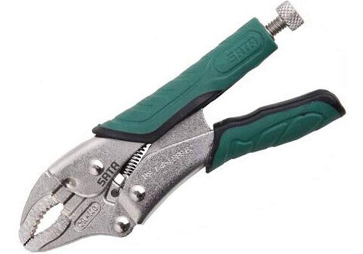 Kềm bấm chết có bao da mũi cong 10in/245mmchất liệu: thép cromtăng lực siết, cơ chế nhả nhanh một tay sata 71107