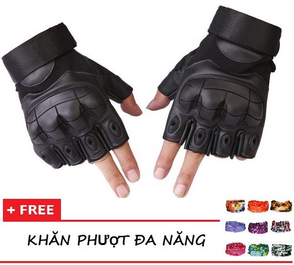 ⚡⚡ Găng tay nam hở ngón kiểu lính phối da cao cấp size M