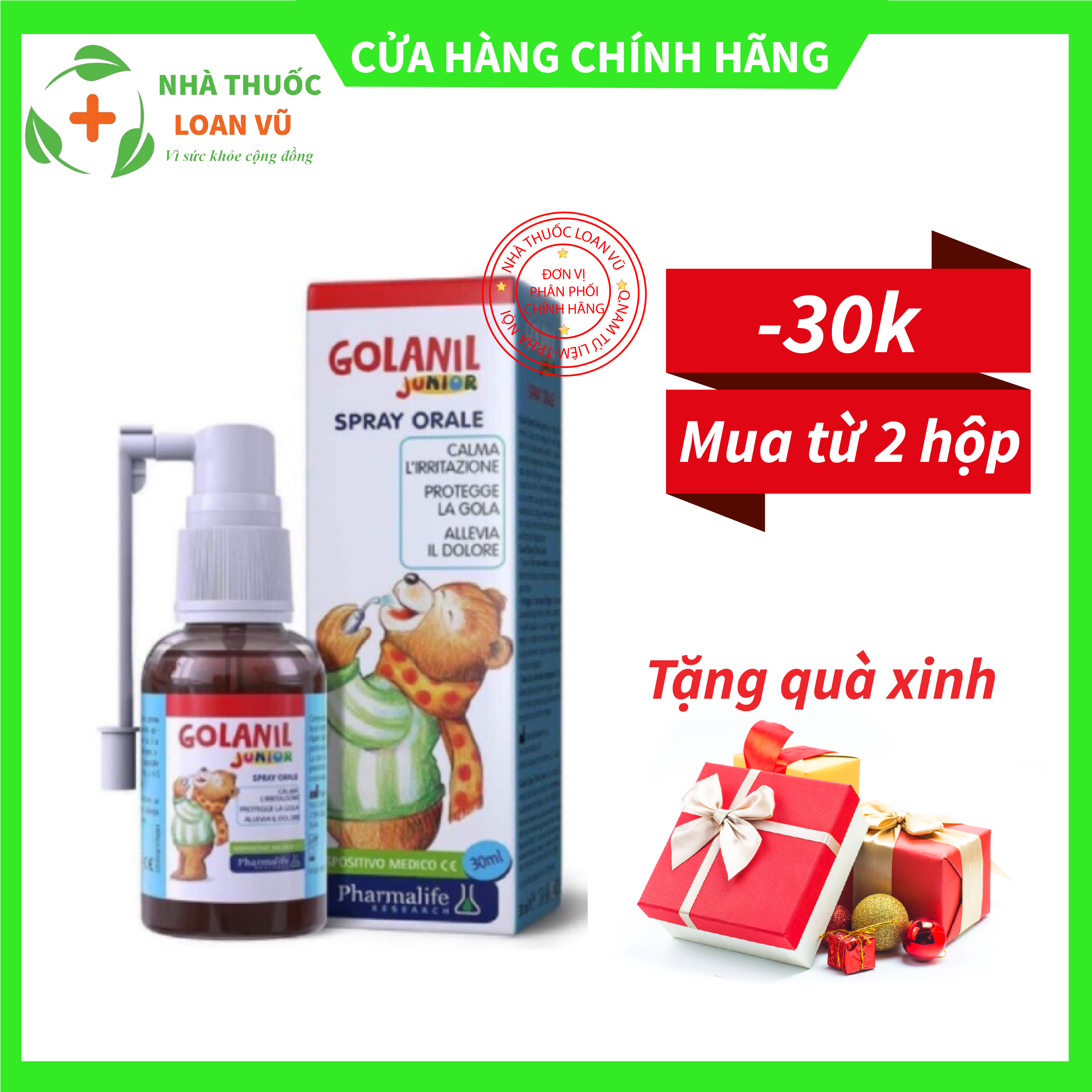 Golanil junior - xịt sát trùng họng giảm ho tăng sức đề kháng cho trẻ