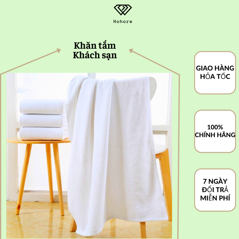 Combo 10 khăn tắm trắng Phong Phú cho khách sạn loại to dày chất liệu cotton 100% khăn kích thước 70cm x 140cm - 500gr
