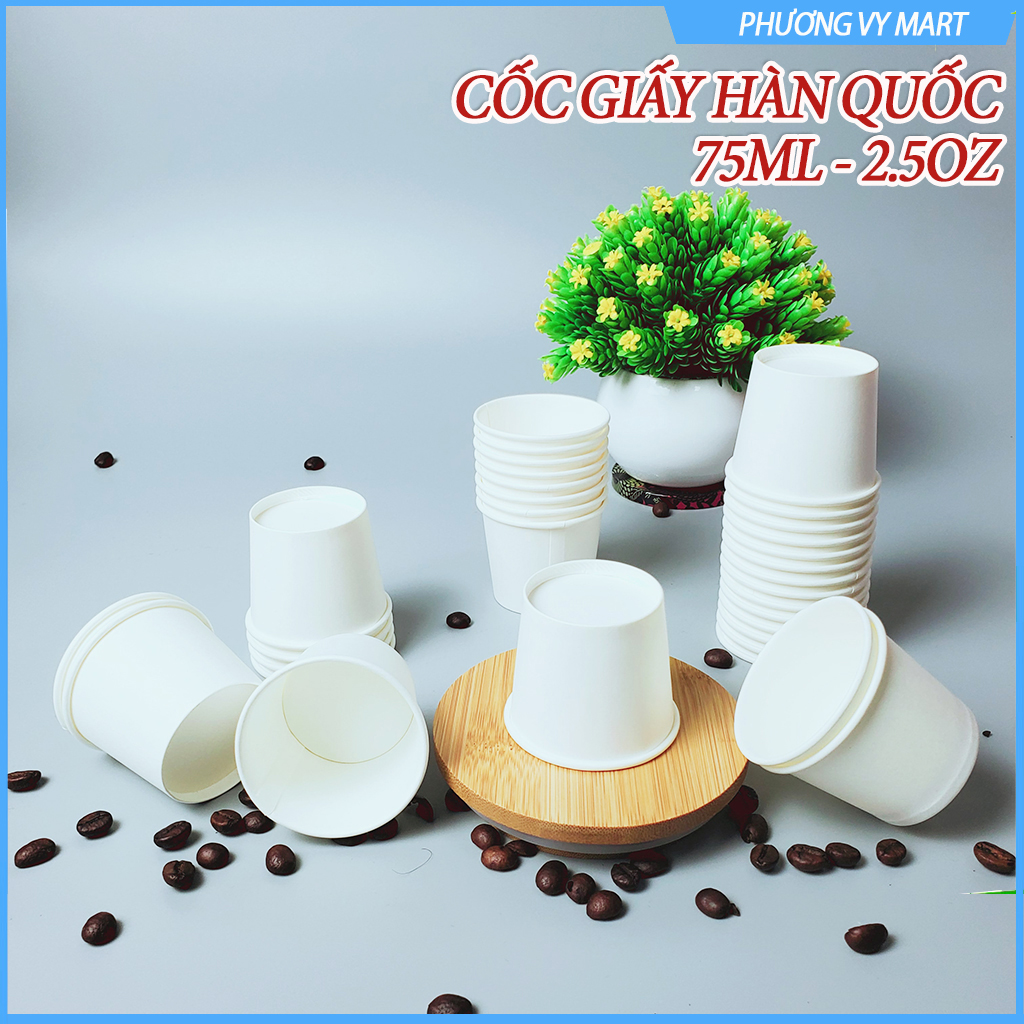 Set 50 chiếc cốc giấy 75ml size 2,5 OZ cao cấp hàn quốc