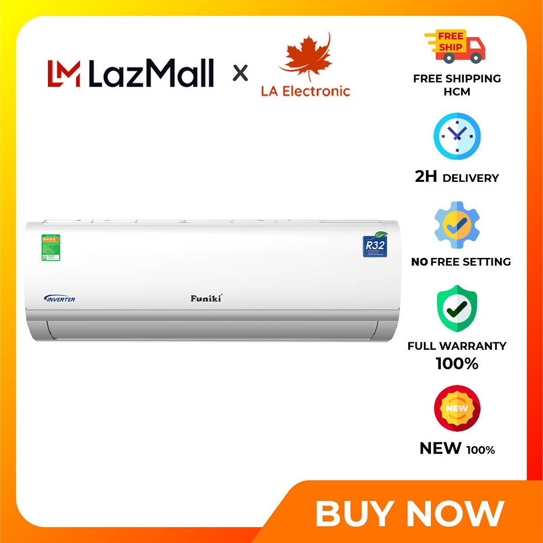 Máy lạnh Funiki Inverter 1.5 HP HIC12TMU - Miễn phí vận chuyển HCM - Bảo hành chính hãng máy lạnh 30 tháng - Chức năng tự làm sạch Tự khởi động lại khi có điện
