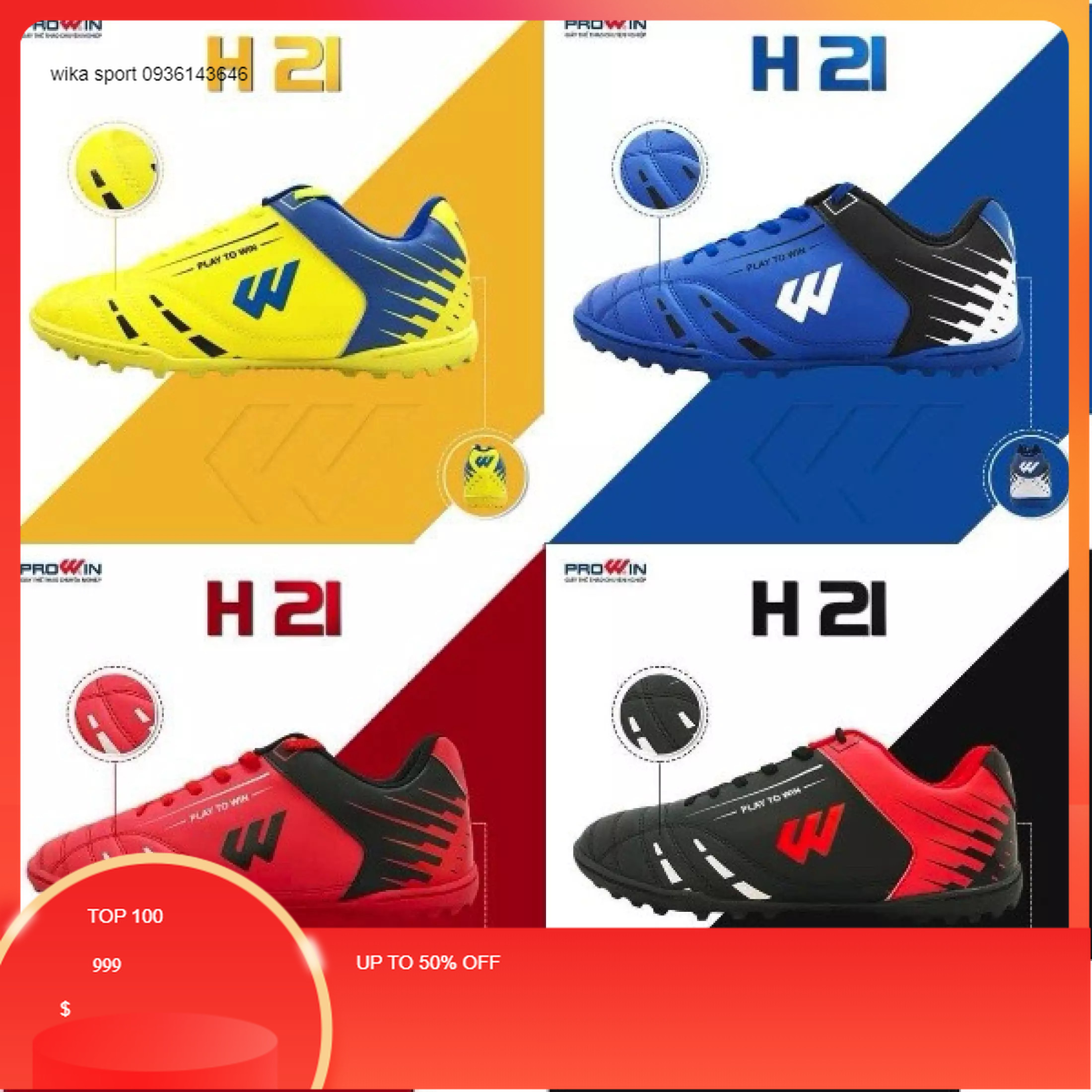 Giày Bóng đá Chính hãng ProWin Giày Đá Bóng Sân Cỏ Nhân Tạo Giày Đá bóng ProWin ProWin H21 - Hàng Việt Nam Chất lượng cao