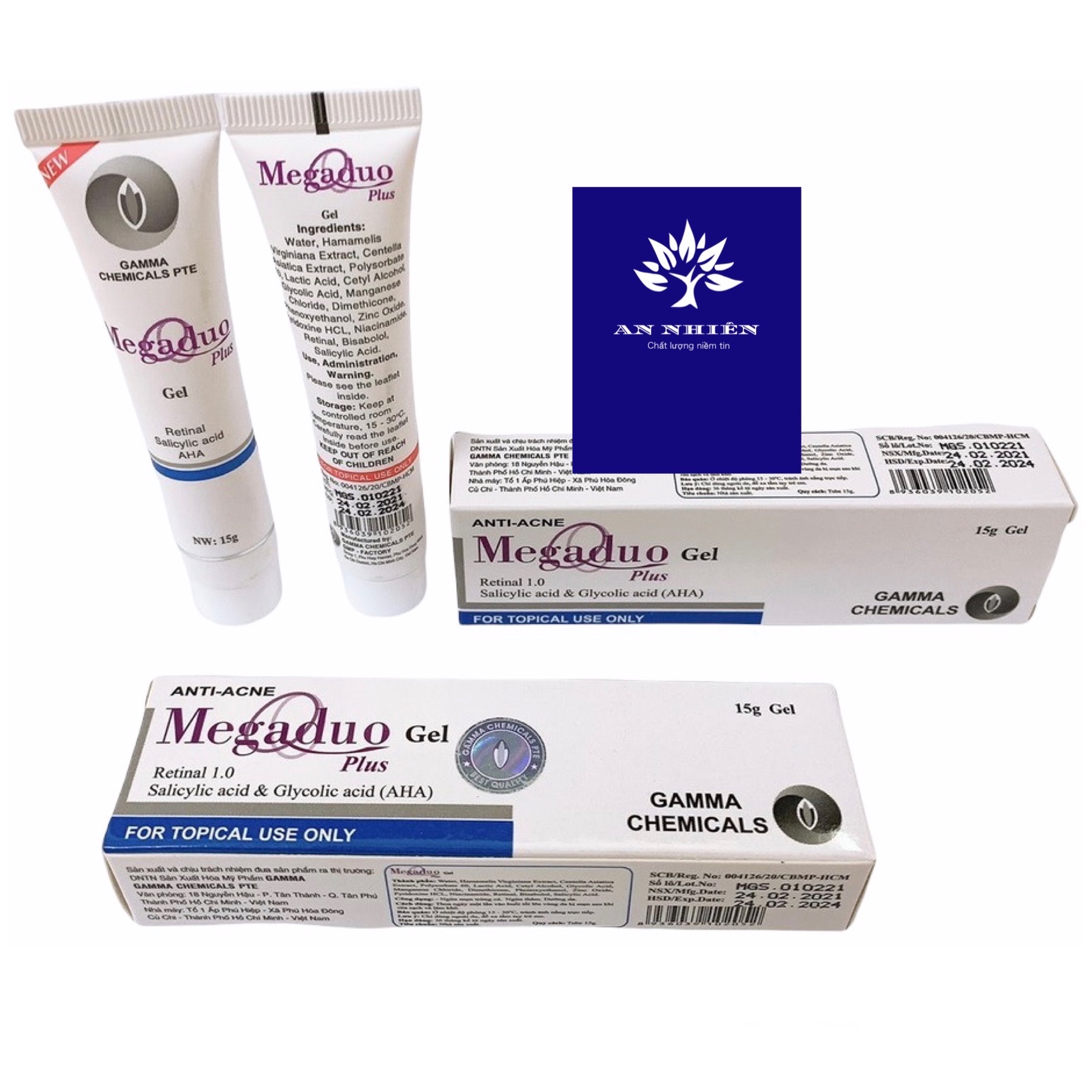 [TEM CHÍNH HÃNG] MEGADUO PLUS Gel chấm mụn cấp tốc, ngừa viêm, đẩy nhân mụn ẩn mức độ cao, ngừa thâm, mờ sẹo (15gr/tube, Công ty Gamma Chemicals)