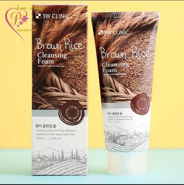 Sữa rửa mặt gạo 3w Clinic Brown Rice Foam Cleansing 100ml hàn quốc