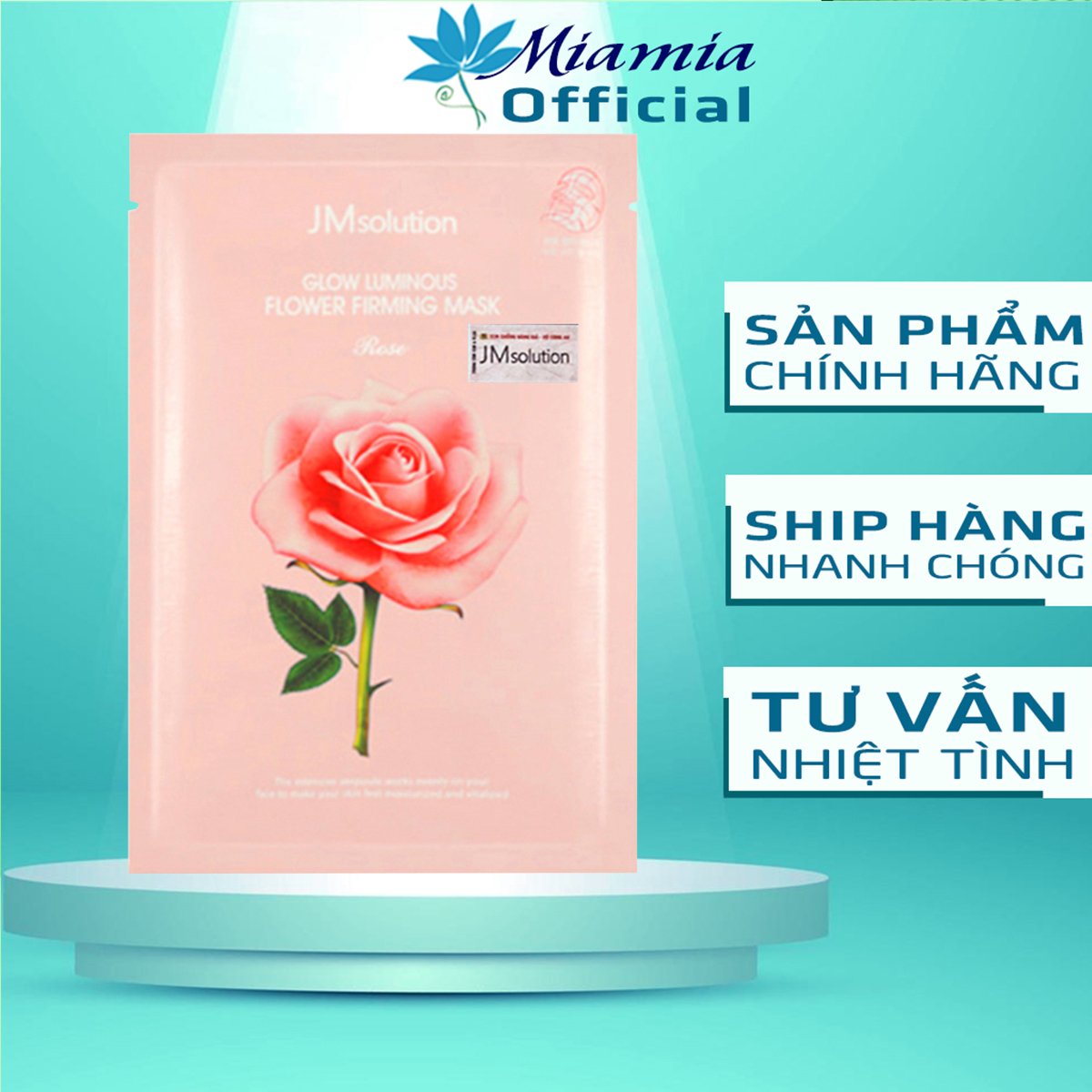 Jmsolution mặt nạ giấy hoa hồng cấp ẩm dưỡng sáng da jm solution glow luminous flower firming mask