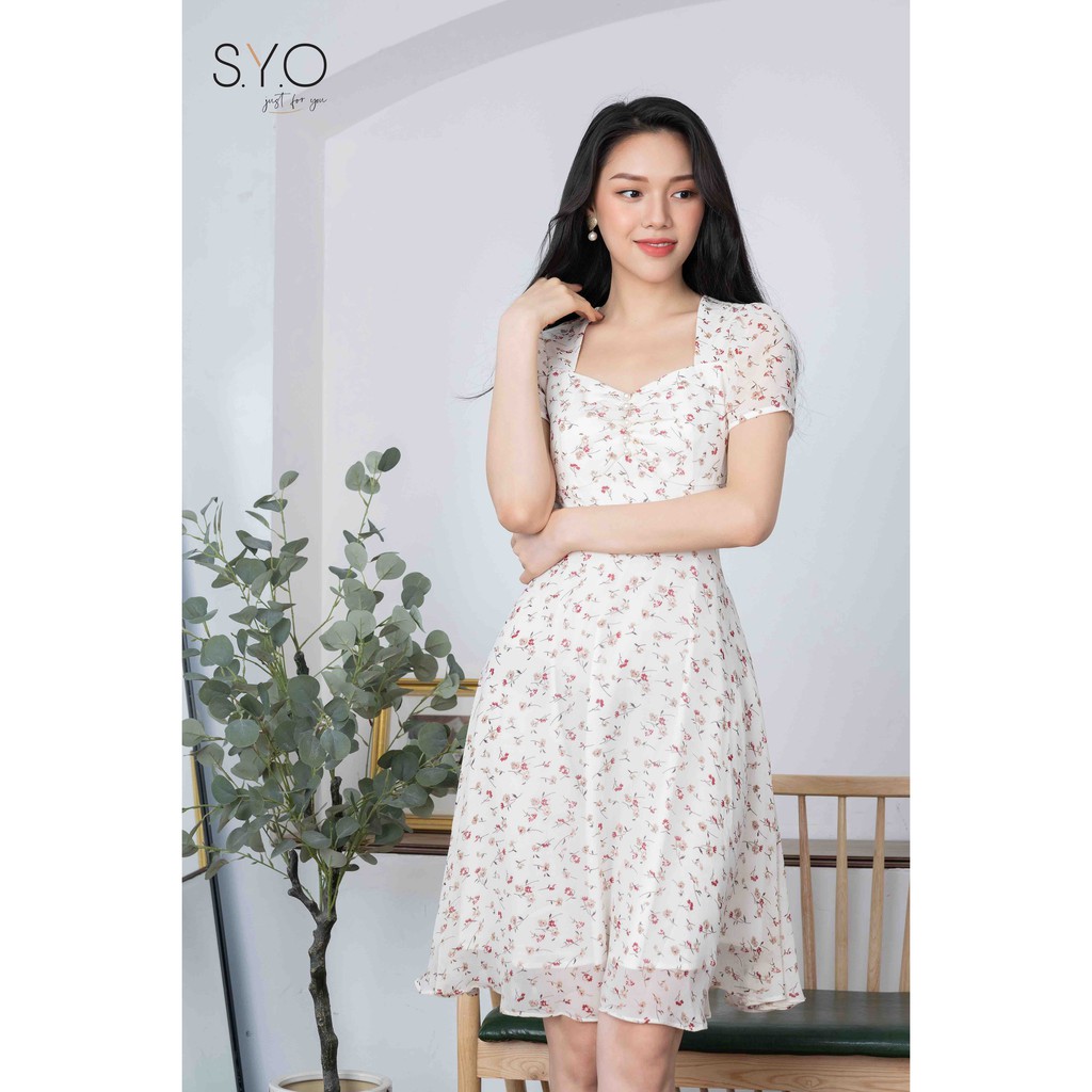 Đầm xòe hoa rủ đính ngọc trai trang trí d4017-21