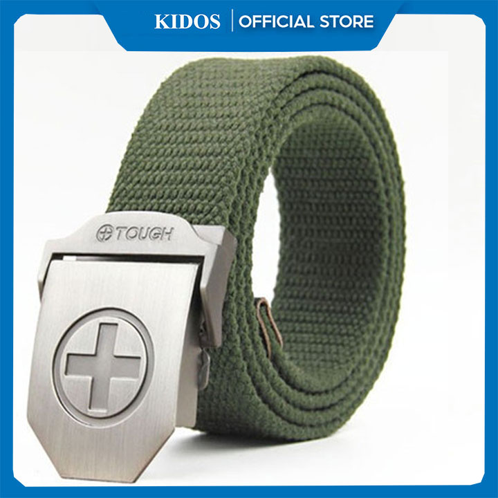 Thắt lưng nam vải lính mặt TONCH U559, Chất liệu thép hợp kim không ghỉ sáng bóng bền màu, dây vải dù từ sợi bông thiên nhiên