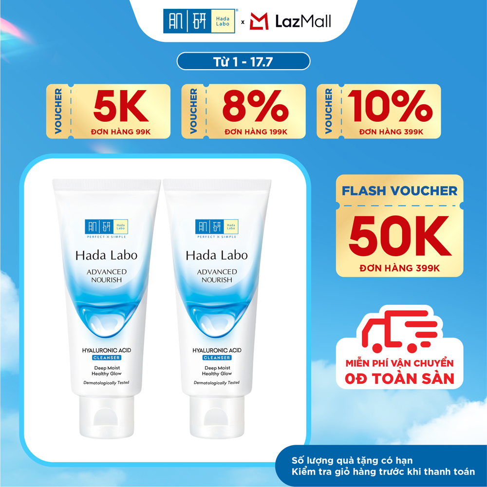 [VB] Bộ 2 Sữa rửa mặt dưỡng ẩm tối ưu Hada Labo Advanced Nourish Cleanser 80g