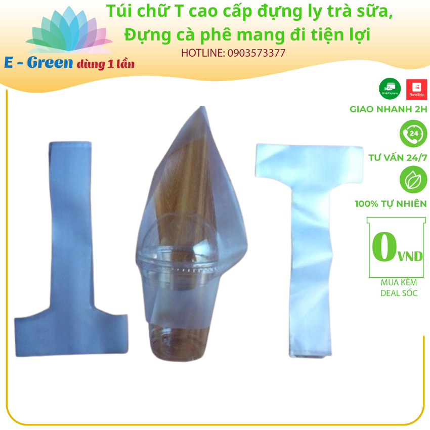[Freeship+Giảm Giá 5K] Túi chữ T cao cấp đựng ly trà sữa, đựng cà phê mang đi tiện lợi - 500gr - Egreendùng1lần