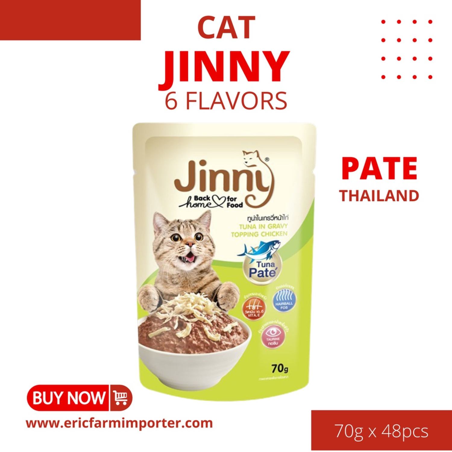 Pate jinny 70g thải búi lông cho mèo đủ vị free ship 1 thùng mix 48 túi thức ăn cho mèo