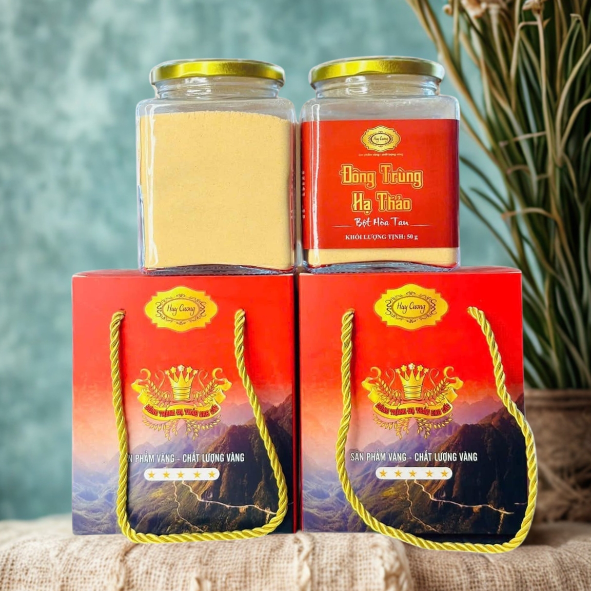 (50g) Bột nấm đông trùng hạ thảo hòa tan sấy khô thăng hoa thượng hạng chính hãng Huy Cương uống, ngâm mật ong