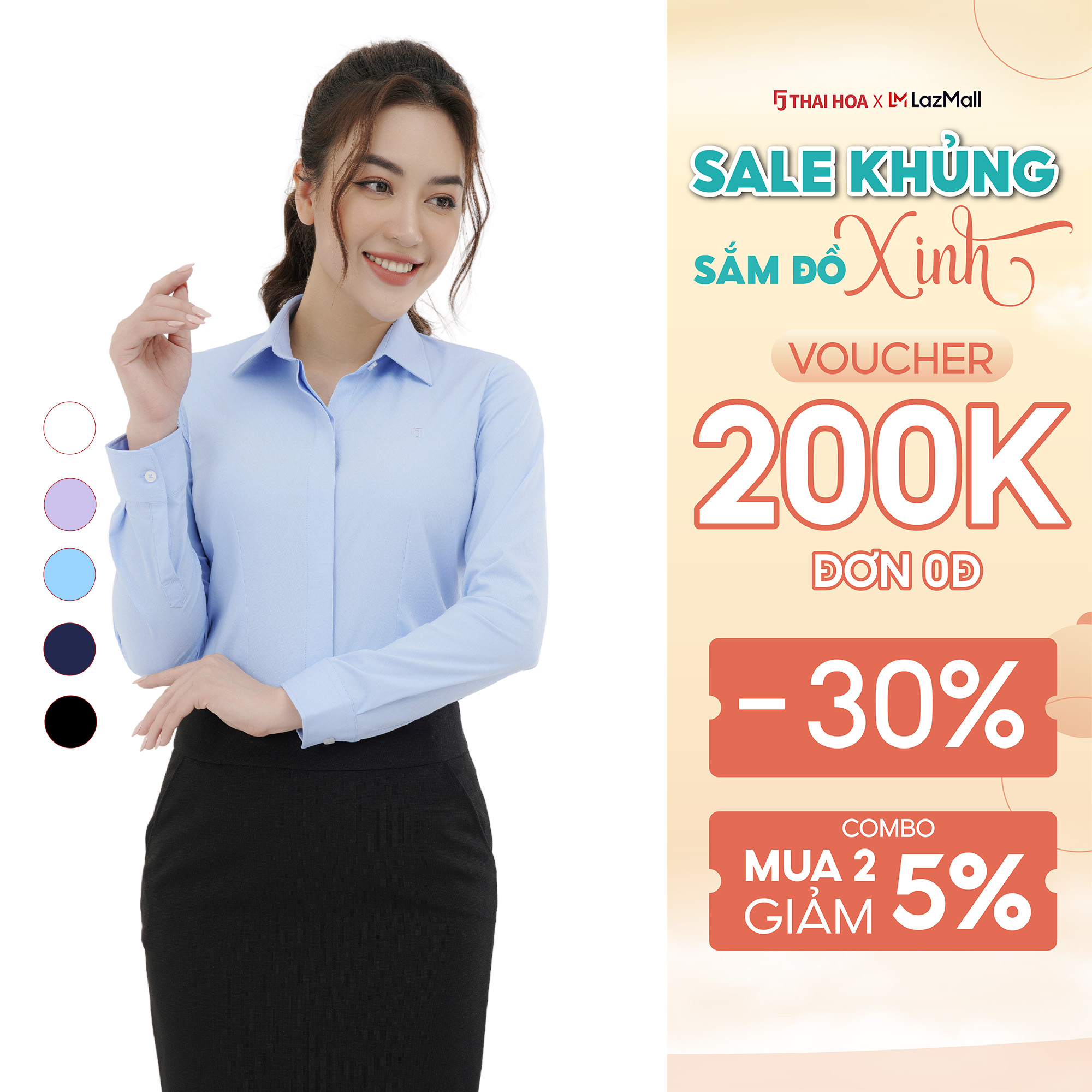 Áo sơ mi nữ Thái Hòa thiết kế công sở dài tay vải sợi tre cao cấp nhiều màu form đẹp ASW0101-R07