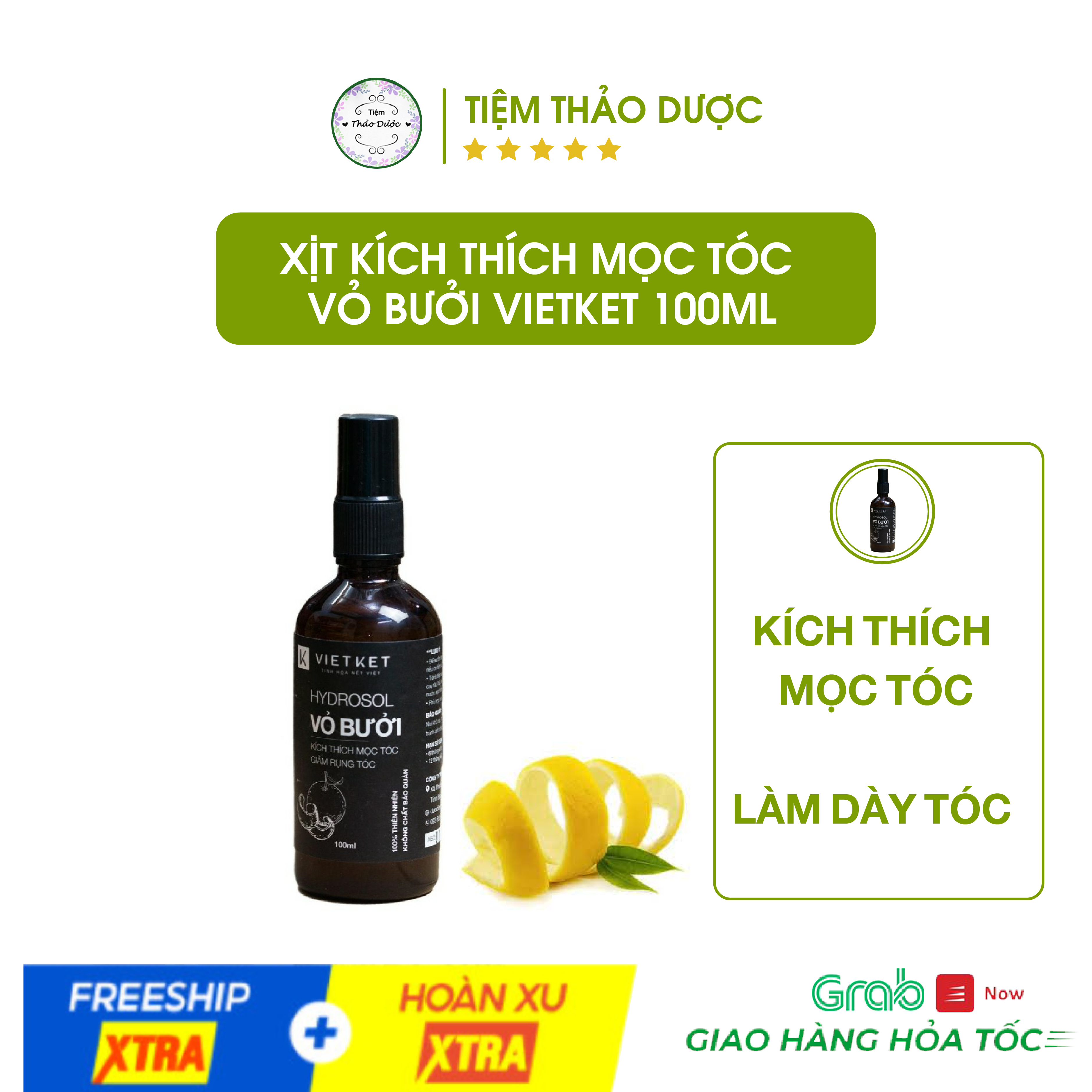 Xịt dưỡng tóc vỏ bưởi - ngừa rụng tóc- làm dài tóc 100ml 5.0