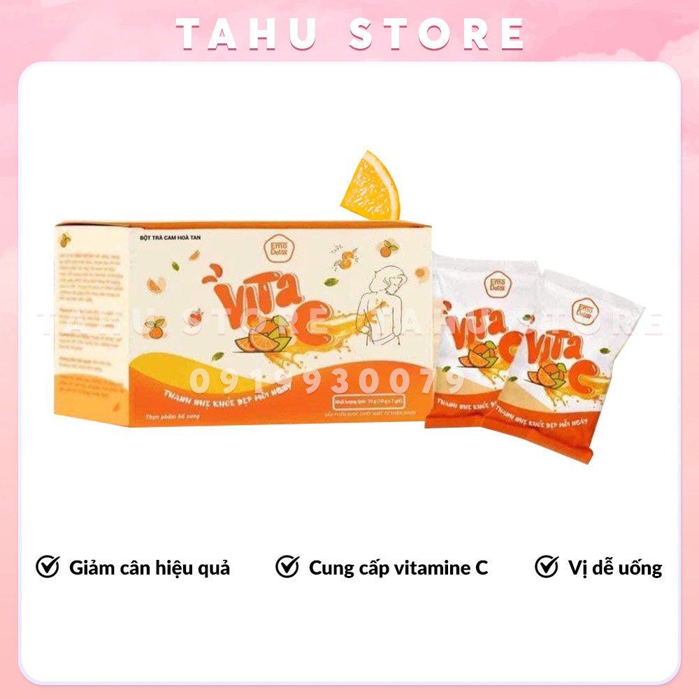 Bột hòa tan giảm cân vị Cam Emo Detox thơm ngon - TAHU
