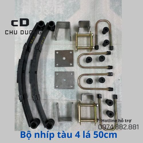 Bộ nhíp tàu 4 lá đầy đủ phụ kiện nhíp dài 54cm lắp ráp xe 3 bánh xe 4 bánh xe lôi