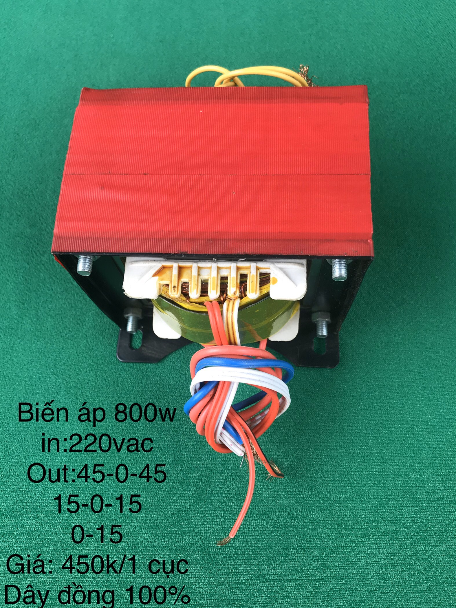 Biến áp 800w.45vac đôi