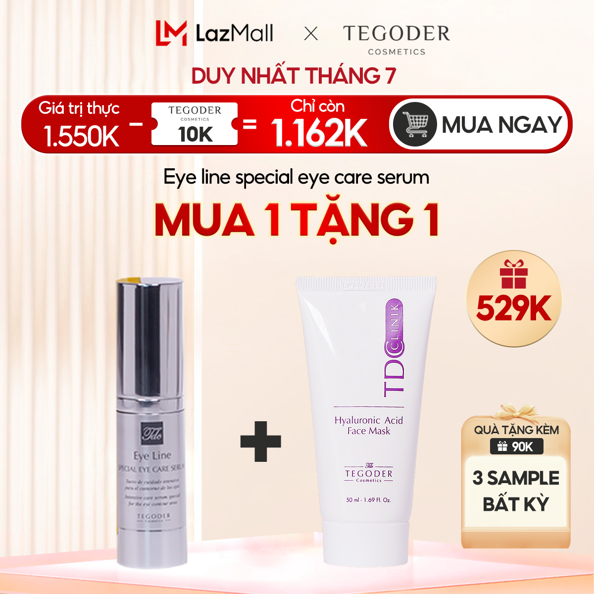 Tinh chất dưỡng da mắt 3 tác động làm trẻ hóa, mờ thâm, xóa nhăn Tegoder Eye line special eye care serum 20 ml mã 8772