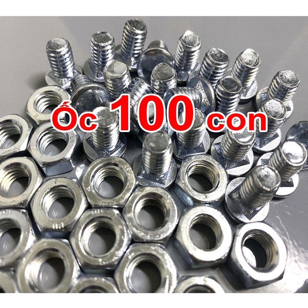 Ốc bắt kệ 100 con, kệ sắt v lỗ, lắp kệ sắt v lỗ, bắt sắt v lỗ dùng với pass