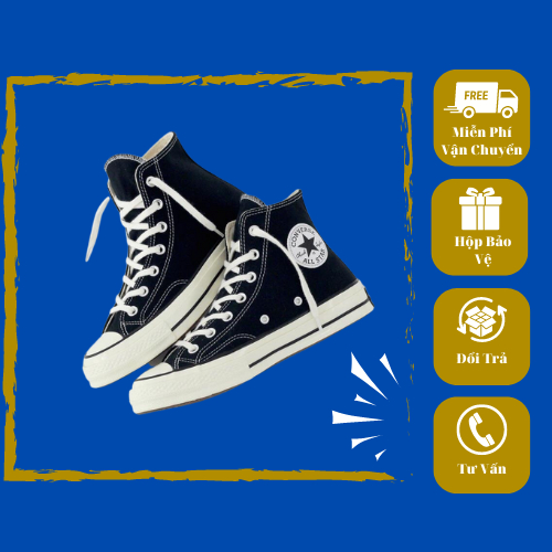 Giày Converse Chuck 1970s, Giày Converse Nam Nữ Cổ Cao Thấp Bản Đen Đầy Đủ