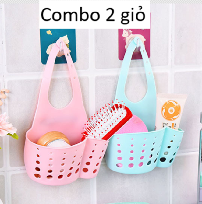 Combo 2 Giỏ đựng đồ treo vòi nước tiện dụng - Giỏ treo bồn rửa bát có móc