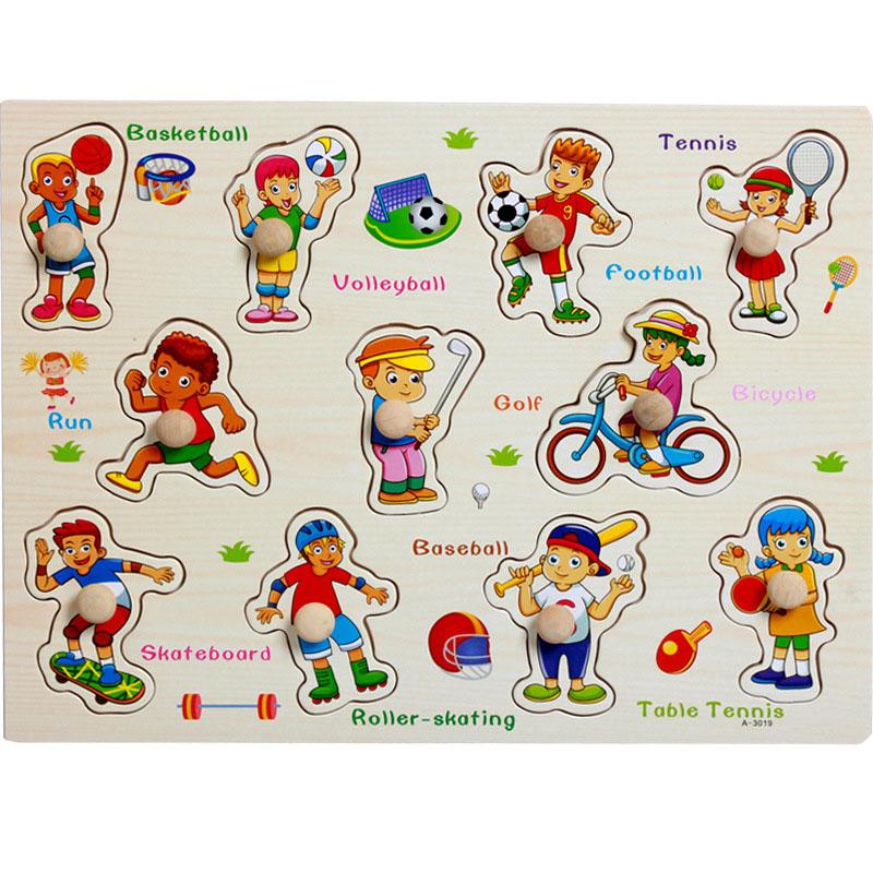 Bảng ghép hình các môn thể thao núm gỗ - Mẫu mới, New!