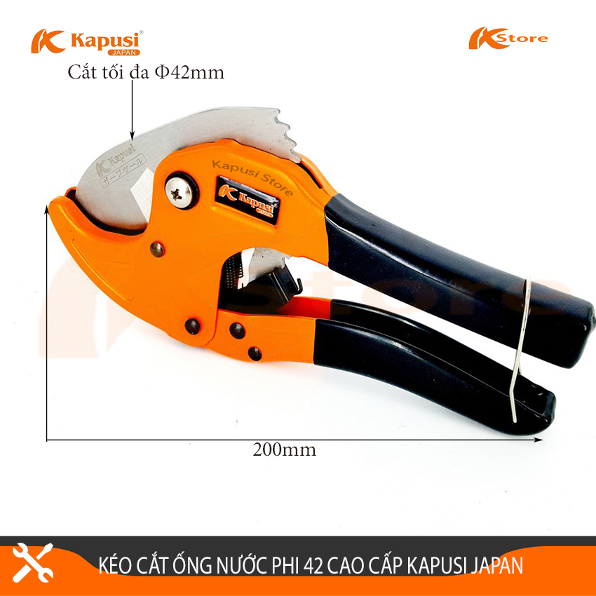Kéo Cắt Ống Nhựa 42mm Nhật PVC PPR PE PU Kapusi JaPan K-0232 Quy cách Phi 42 (Φ42), Bảo Hành 6 Tháng
