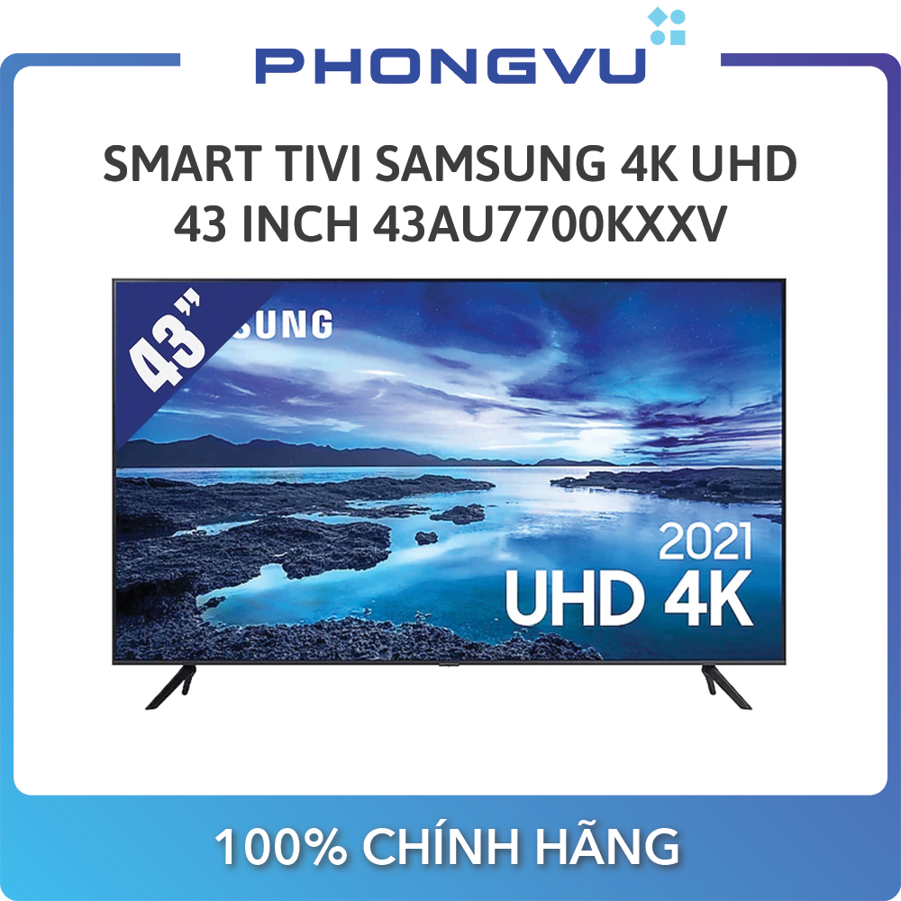 Smart tivi samsung 4k uhd 43 inch 43au7700kxxv - bảo hành 24 tháng - miễn phí giao hàng hn & hcm
