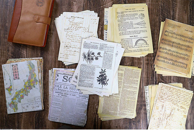 Set 30 tờ giấy nền trang trí sổ phong cách retro