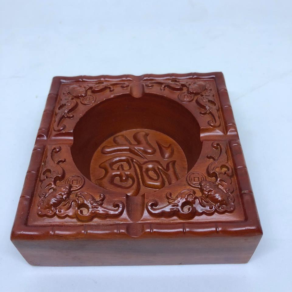 Hộp Gạt tàn nguyên khối bằng gỗ Hương cao cấp