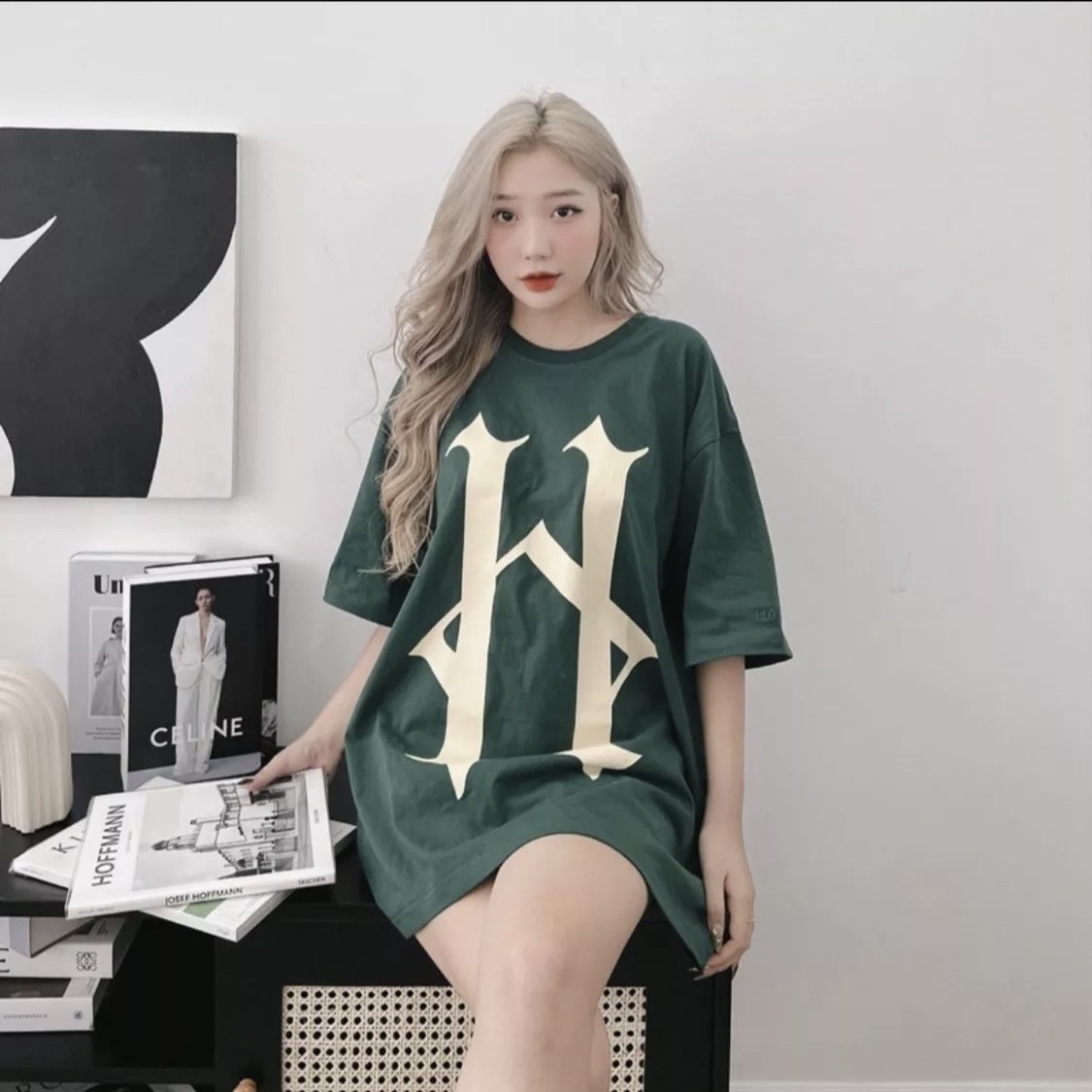 Áo thun tay lỡ hades alternative tee, áo thun chữ h tay ngắn nam nữ hades chất cotton
