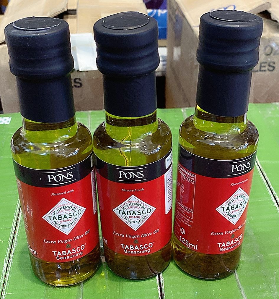 Dầu olive extra virgin vị ớt tabasco hiệu pons 125ml của tbn - exp 08/2025
