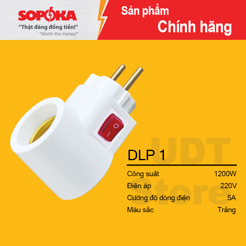 Đui đèn liền phích SOPOKA DLP có công tắc tiện lợi, an toàn