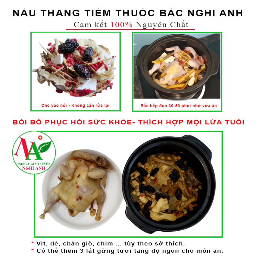 Combo 02 Thang Gà tiềm Đông y Nghi Anh dạng nguyên liệu sạch