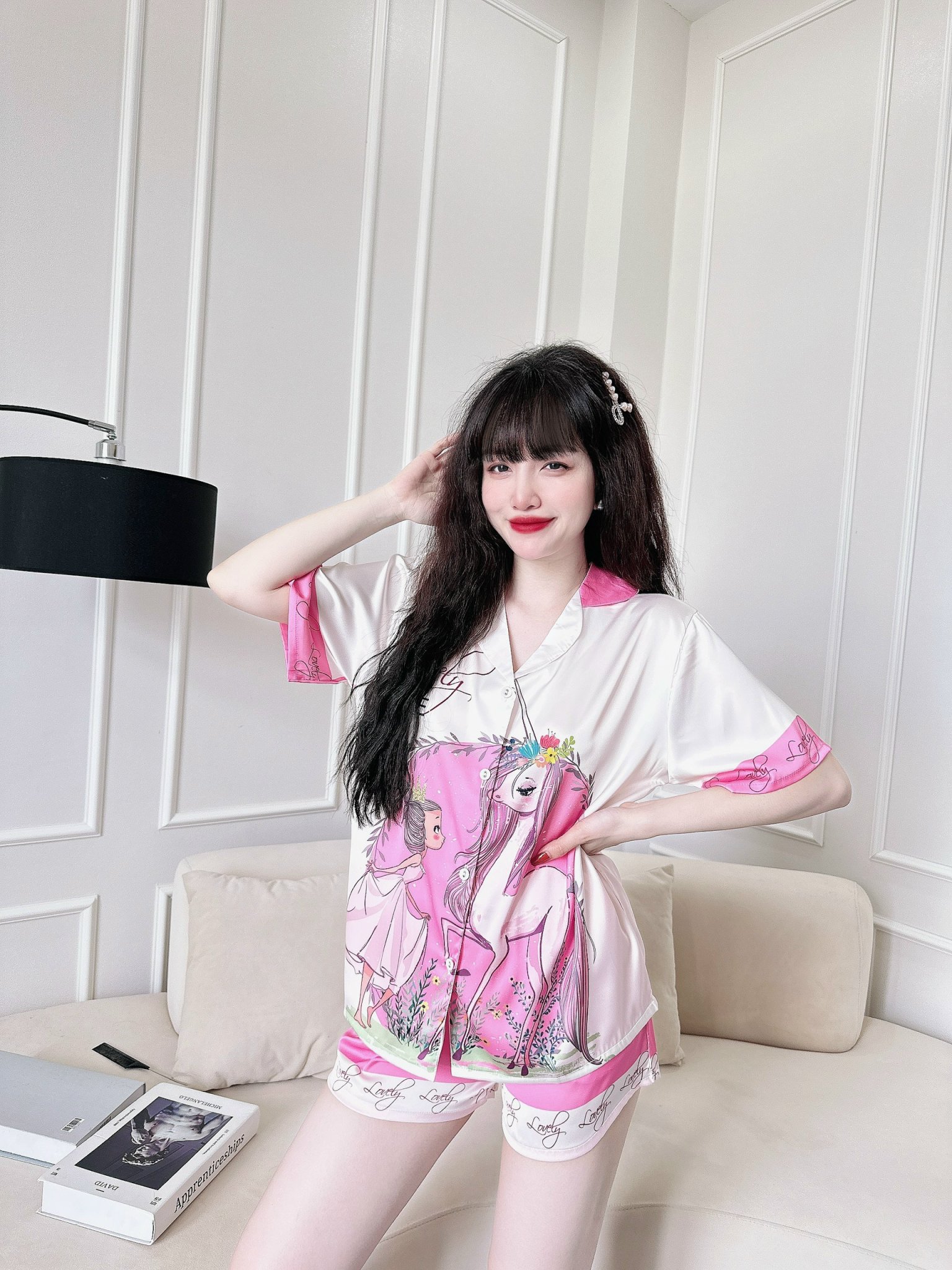 Đồ bộ Lụa mặc nhà họa tiết cao cấp