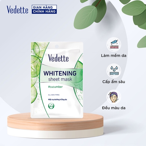 Mặt nạ giấy trắng da vedette dưa leo 22ml mntd-dl-mm0022