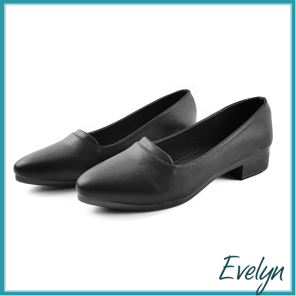 Giày cao gót đế vuông cao 3cm Evelyn 3P2688 Đen da mềm