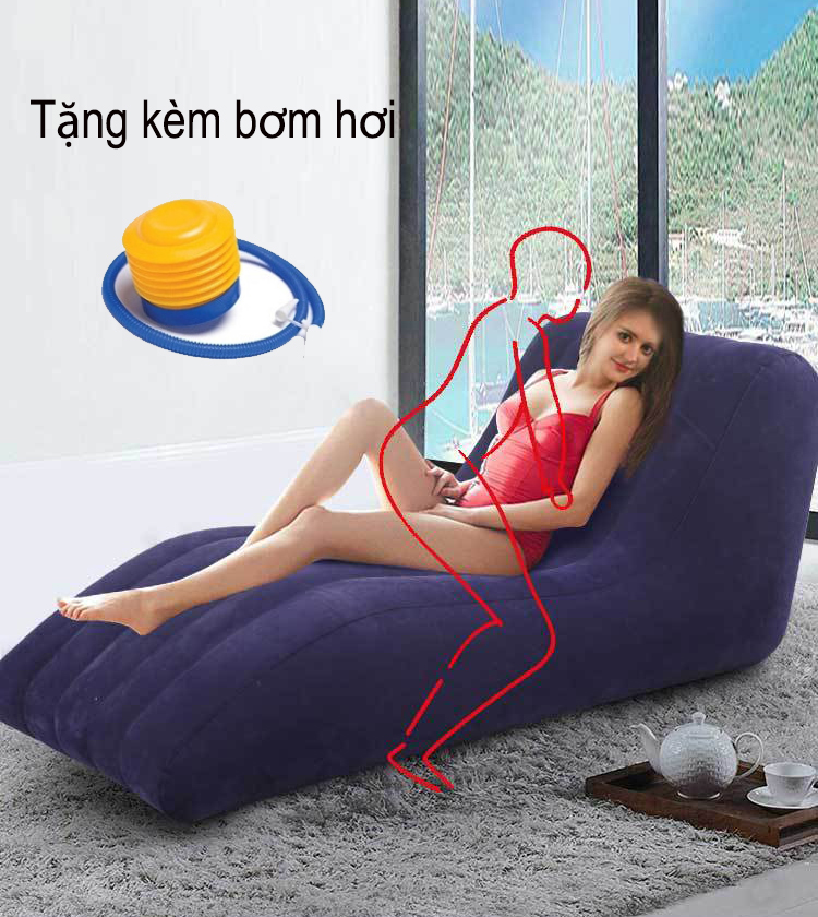 Ghế hơi tình yêu 2 người Intime , Ghế thư giãn , Ghế lười tặng kèm bơm hơi điện, Nệm hơi nhung độ bền cao siêu êm Micocoo