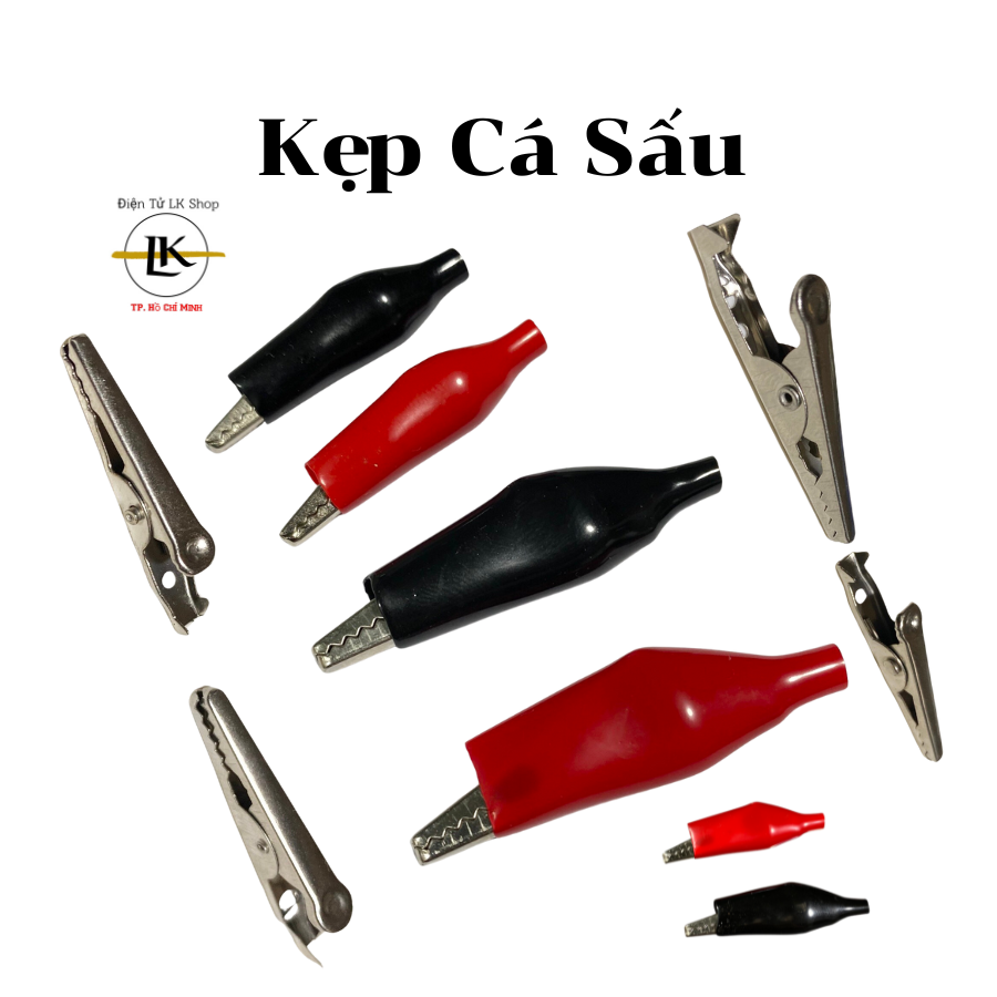 Kẹp cá sấu đỏ đen combo 5 đôi - điện tử lk shop