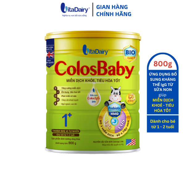 Sữa non Colosbaby BIO Gold 1+ 800g, sữa bột giúp bé tiêu hóa tốt, miễn dịch khỏe - VitaDairy