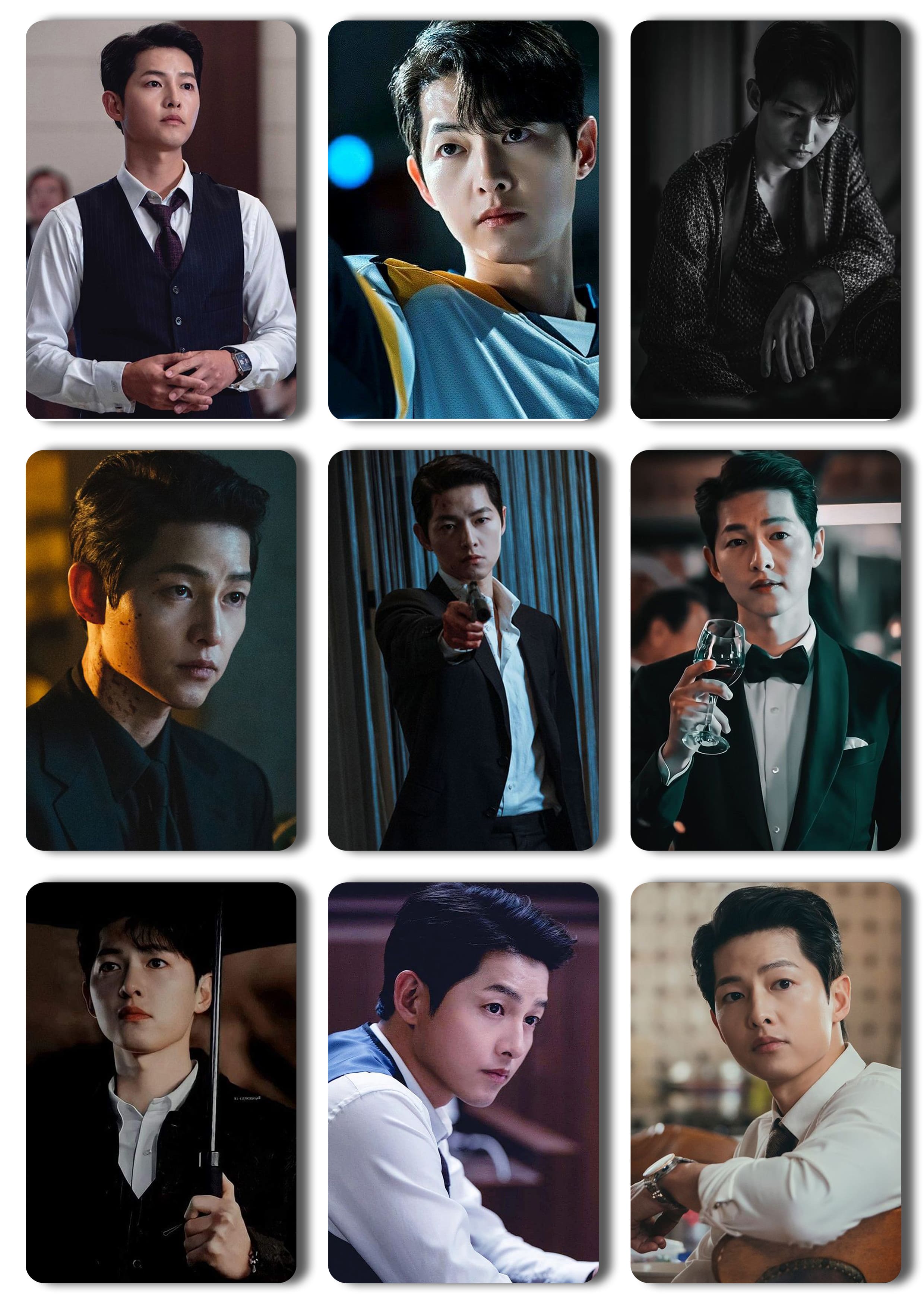 Set 9 tấm card bo góc song joong-ki vincenzo siêu ngầu