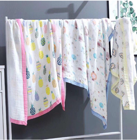 Chăn 4 Lớp Xô bo viền Cho Bé yêu , chăn lau người cho bé