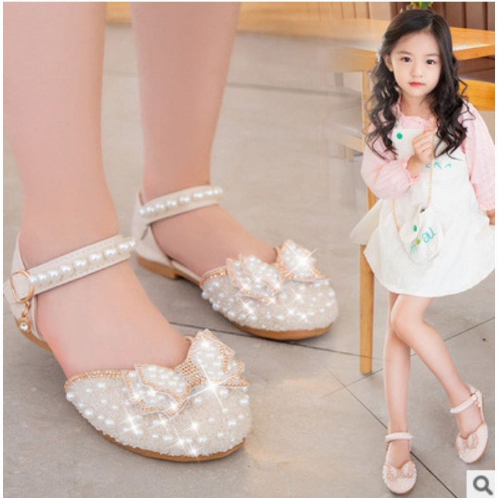 Giày Cho Bé Gái, Giày Búp Bê Bé Gái Công Chúa Đính Kim Sa Hạt Cườm Lấp Lánh Cho Bé Gái Size 23-34 GB03
