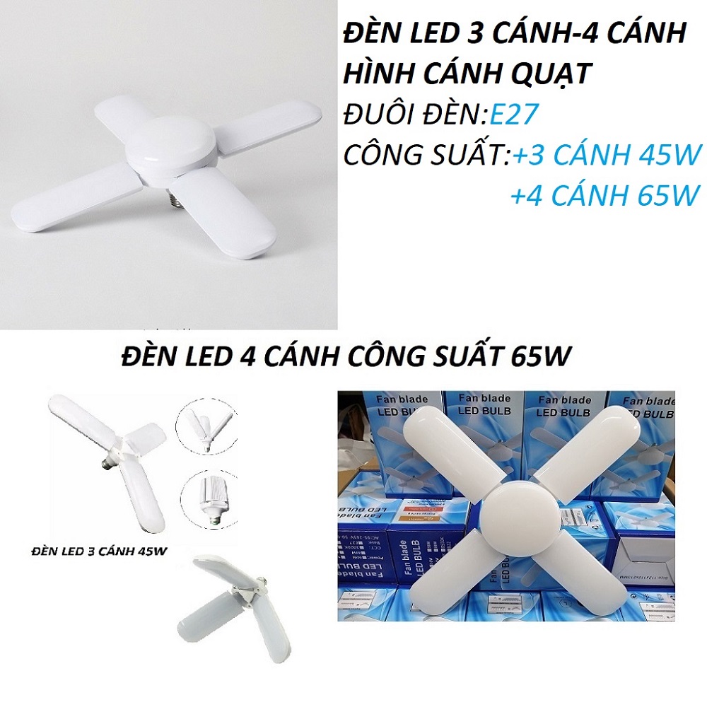 [HCM]BÓNG ĐÈN LED HÌNH CÁNH QUẠT 3 CÁNH 45W4 CÁNH 65W