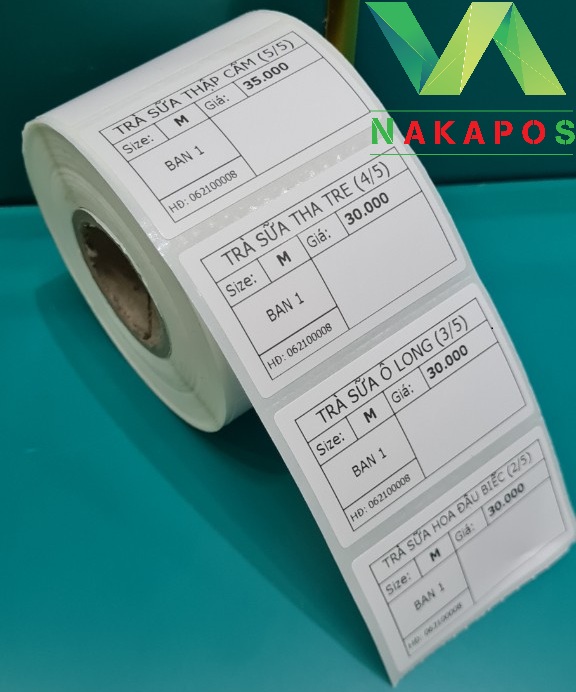 Cuộn 800 tem trà sữa 50x30 - tem nhiệt in tem nhãn tem mã vạch in tem phụ 5x3 tem dán ly 5050 giấy in 50*30