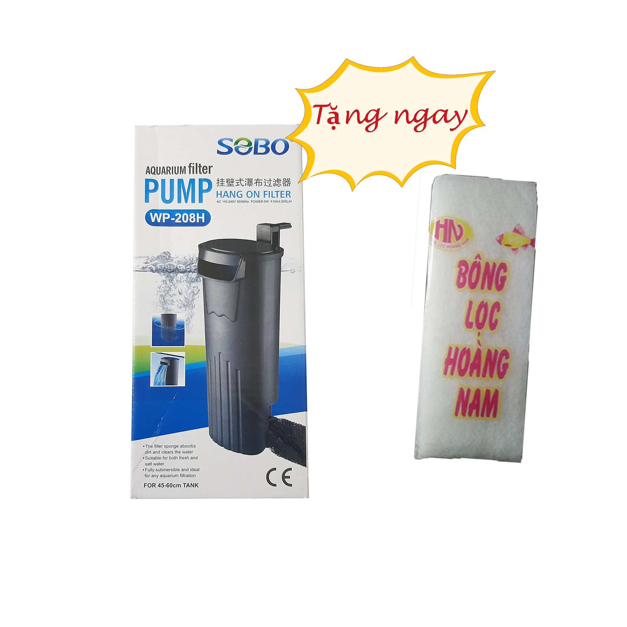 Lọc thác cho bể rùa, bể cá sobo wp-208h